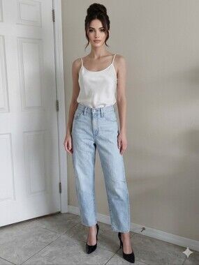 Levi's Cinch Barrel‎ Light Wash High-Rise Straight Jeans - Size 25
